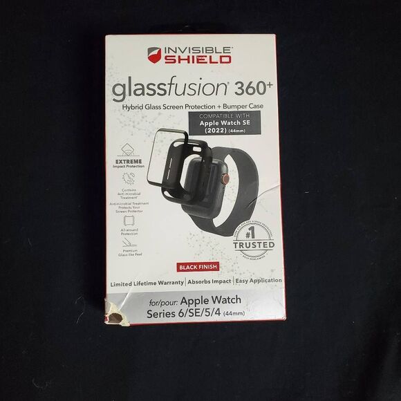InvisibleShield GlassFusion 360+ Hybrid Glass & Bumper Case for Apple Watch 44mm - Picture 1 of 3